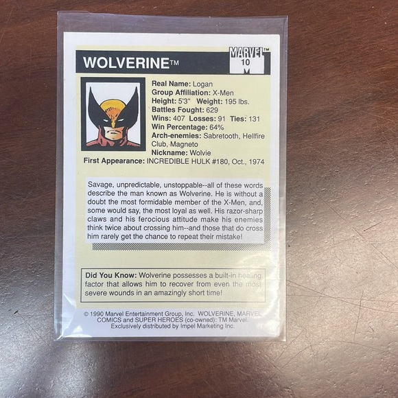 1990 Marvel Wolverine - Picture 2 of 2